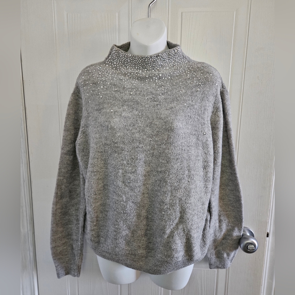 Juicy Couture Gray Turtleneck Sweater with Embellishments - Large